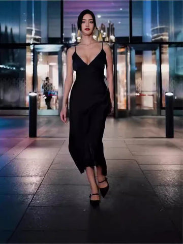 Black Suspension Sexy Fashion Tight Dress For Summer 2024 Summer